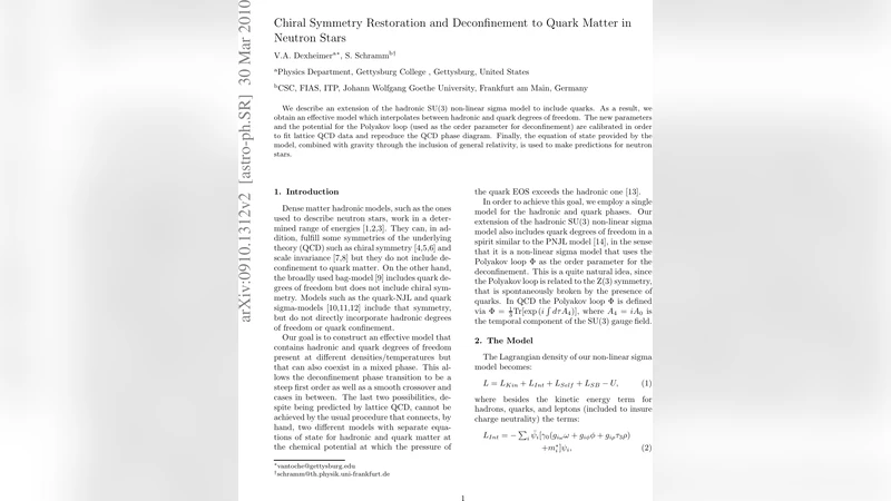 Chiral Symmetry Restoration and Deconfinement to Quark Matter in Neutron   Stars