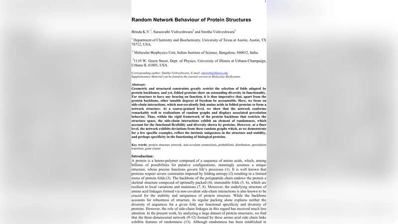 Random Network Behaviour of Protein Structures