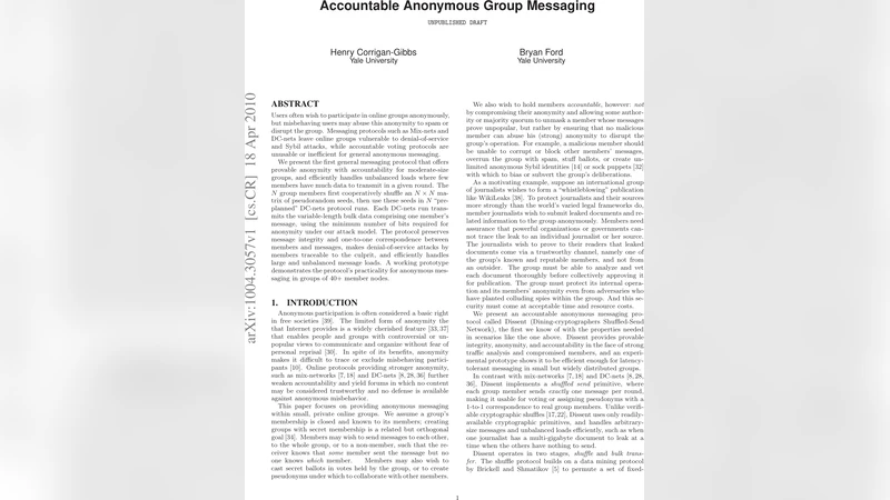 Accountable Anonymous Group Messaging