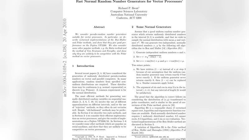 Fast normal random number generators on vector processors