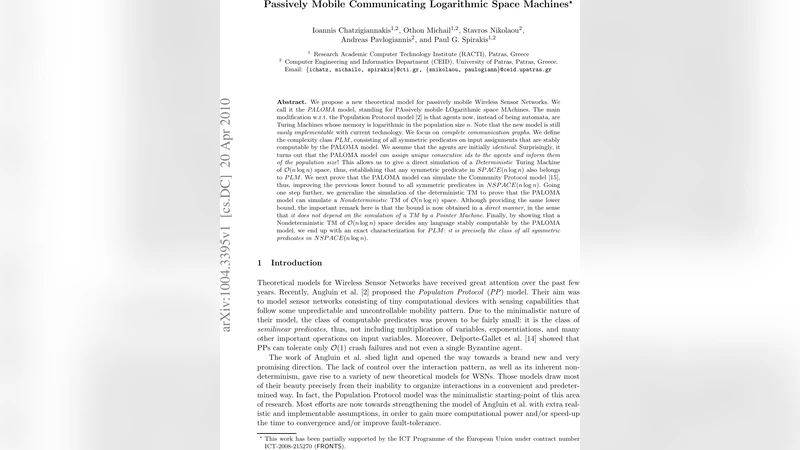 Passively Mobile Communicating Logarithmic Space Machines