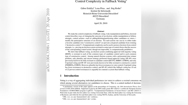 Control Complexity in Fallback Voting