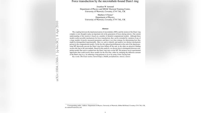 Force transduction by the microtubule-bound Dam1 ring