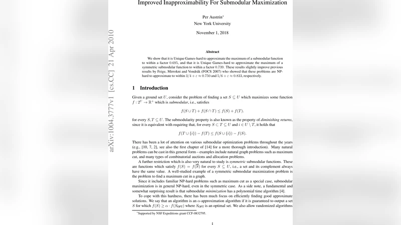 Improved Inapproximability For Submodular Maximization
