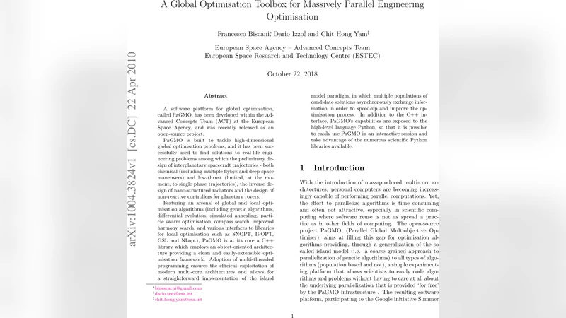 A Global Optimisation Toolbox for Massively Parallel Engineering   Optimisation