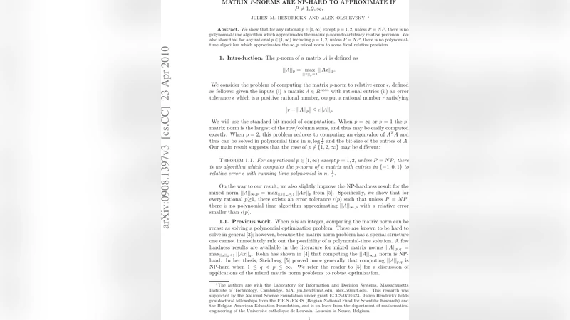Matrix P-norms are NP-hard to approximate if p neq 1,2,infty