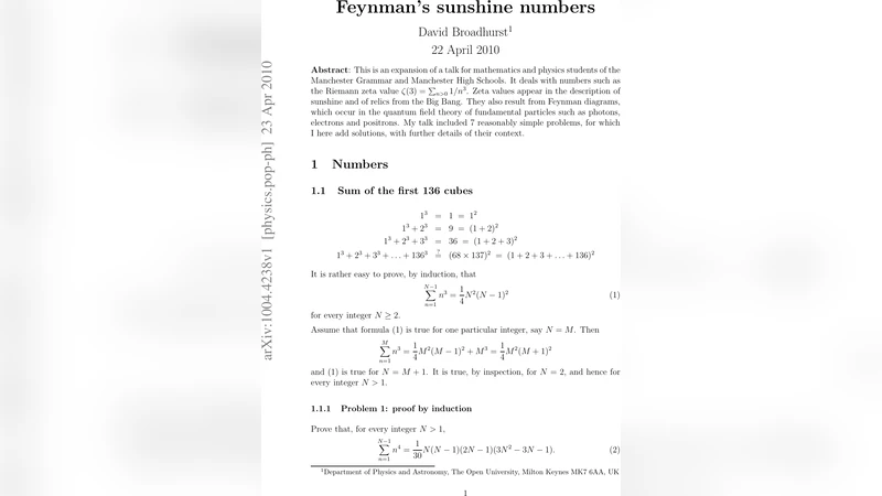 Feynmans sunshine numbers