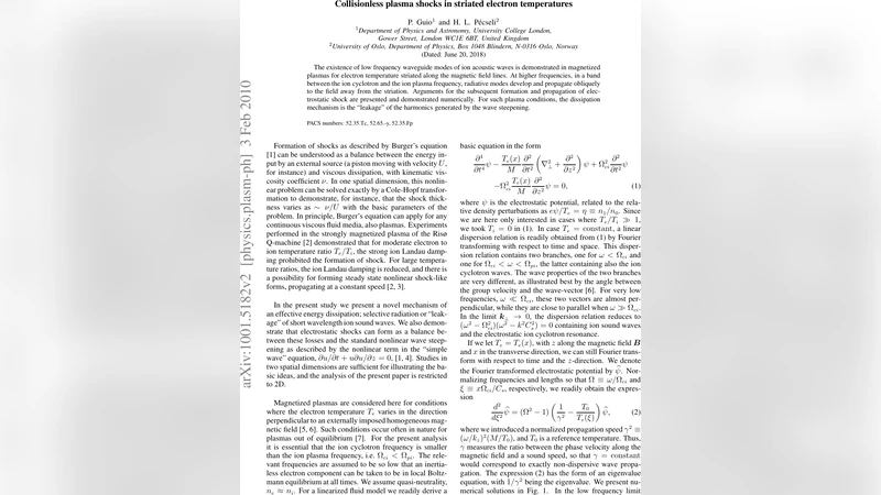 Collisionless plasma shocks in striated electron temperatures