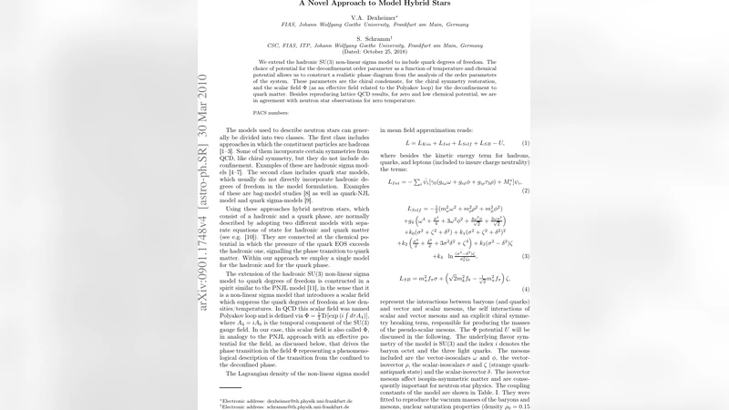 A Novel Approach to Model Hybrid Stars