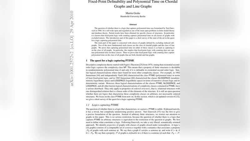 Fixed-Point Definability and Polynomial Time on Chordal Graphs and Line   Graphs