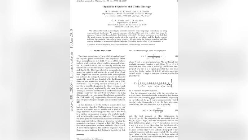 Symbolic Sequences and Tsallis Entropy