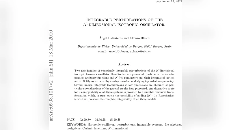 Integrable perturbations of the N-dimensional isotropic oscillator