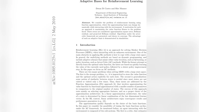 Adaptive Bases for Reinforcement Learning