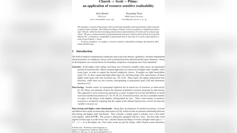 Church => Scott = Ptime: an application of resource sensitive   realizability