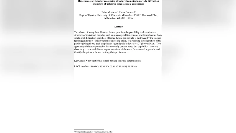 Bayesian algorithms for recovering structure from single-particle   diffraction snapshots of unknown orientation: a comparison