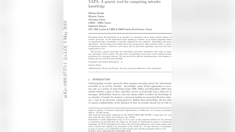 YAPA: A generic tool for computing intruder knowledge