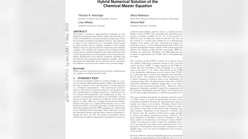 Hybrid Numerical Solution of the Chemical Master Equation