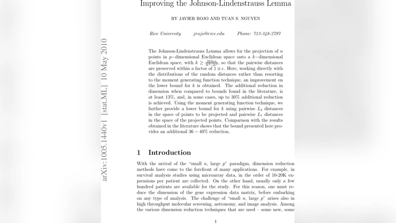 Improving the Johnson-Lindenstrauss Lemma