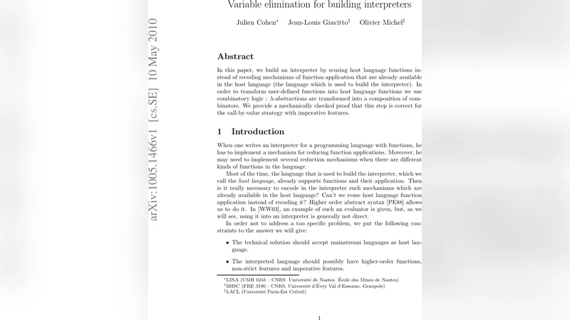 Variable elimination for building interpreters