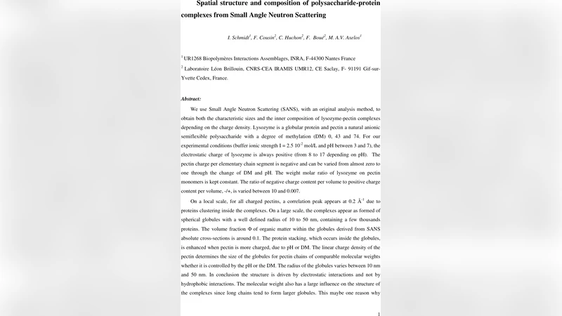 Spatial structure and composition of polysaccharide-protein complexes   from Small Angle Neutron Scattering