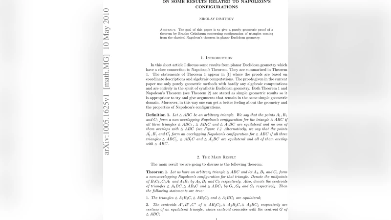 On Some Results Related to Napoleons Configurations