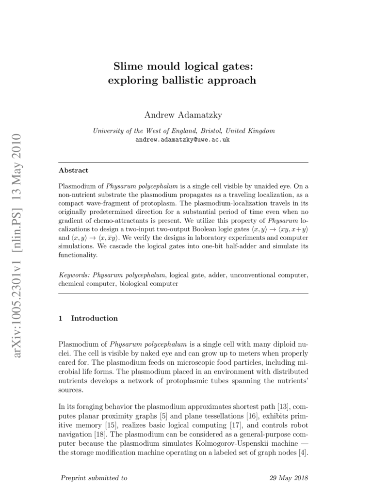 Slime mould logical gates: exploring ballistic approach