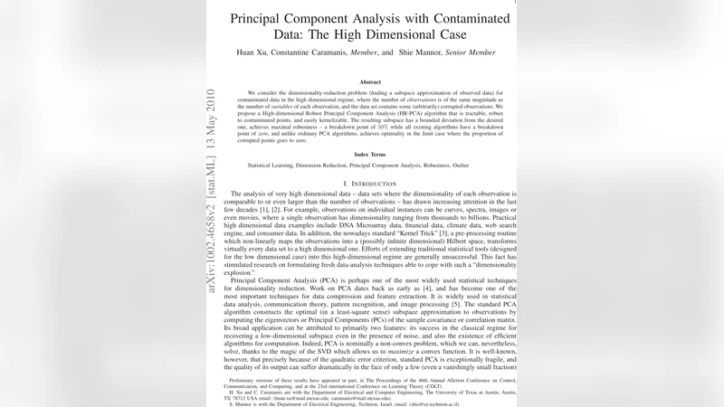 Principal Component Analysis with Contaminated Data: The High   Dimensional Case