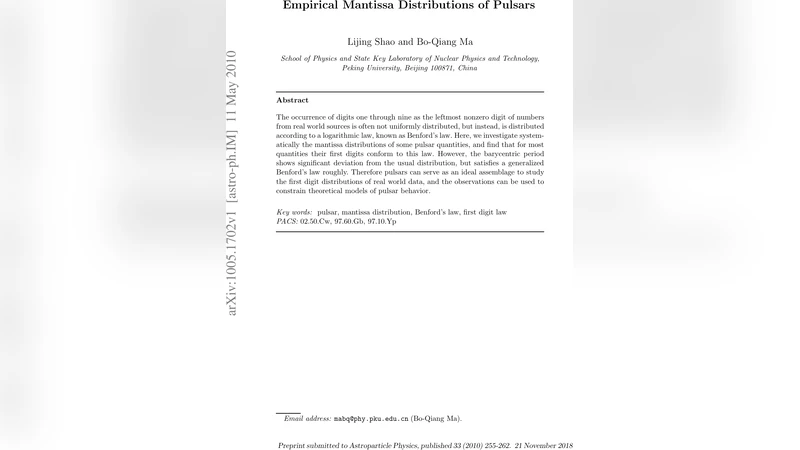 Empirical Mantissa Distributions of Pulsars