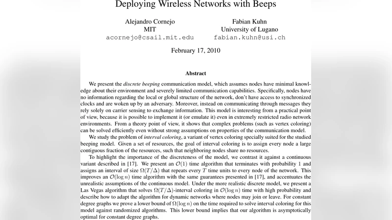 Deploying Wireless Networks with Beeps