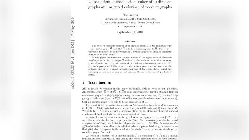 Upper oriented chromatic number of undirected graphs and oriented   colorings of product graphs