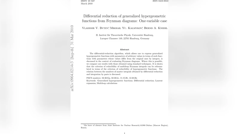 Differential reduction of generalized hypergeometric functions from   Feynman diagrams: One-variable case