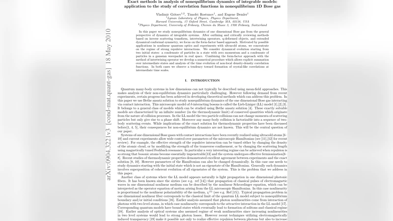 Exact methods in analysis of nonequilibrium dynamics of integrable   models: application to the study of correlation functions in nonequilibrium   1D Bose gas