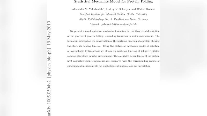 Statistical Mechanics Model for Protein Folding