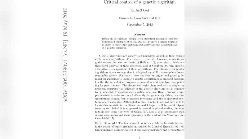 Critical control of a genetic algorithm