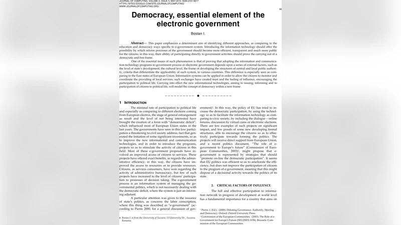 Democracy, essential element of the electronic government
