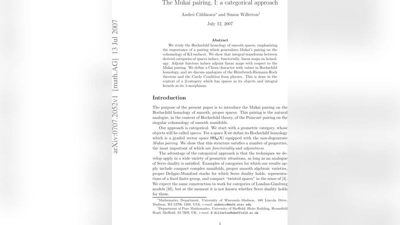 The Mukai pairing, I: a categorical approach