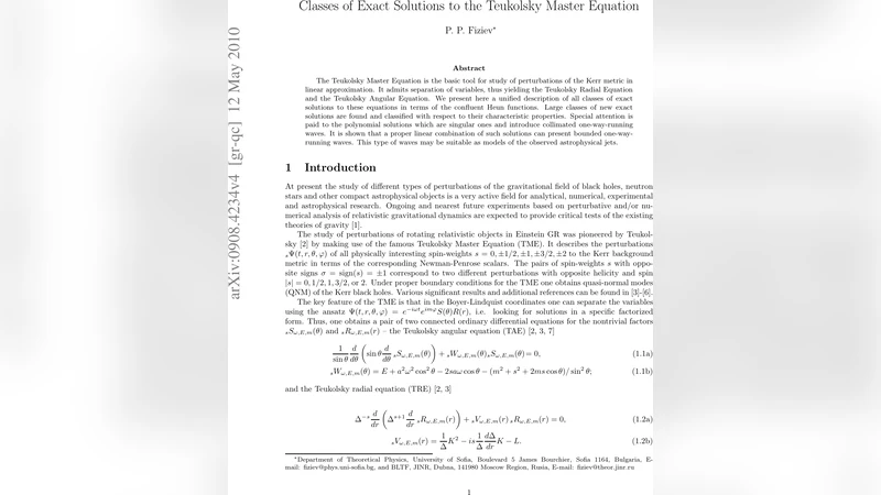 Classes of Exact Solutions to the Teukolsky Master Equation