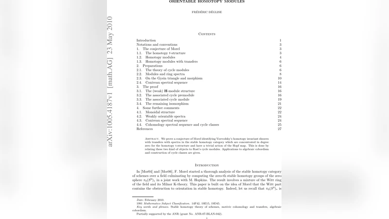 Orientable homotopy modules