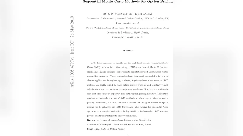 Sequential Monte Carlo Methods for Option Pricing