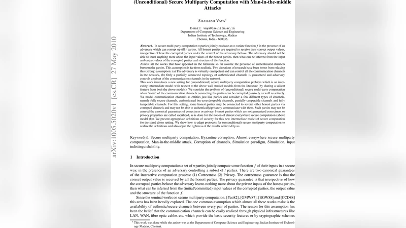 (Unconditional) Secure Multiparty Computation with Man-in-the-middle   Attacks