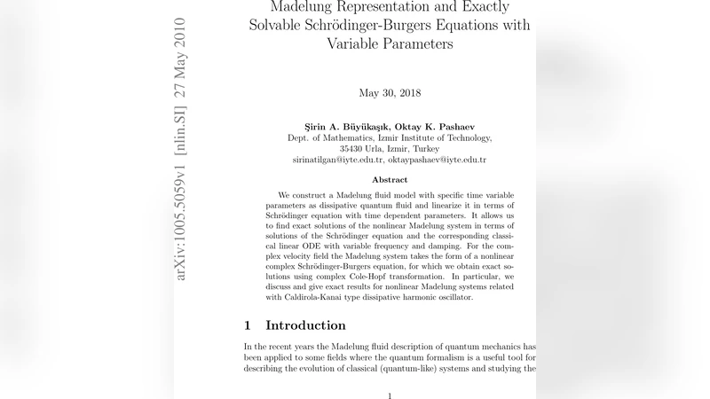 Madelung Representation and Exactly Solvable Schrodinger-Burgers   Equations with Variable Parameters