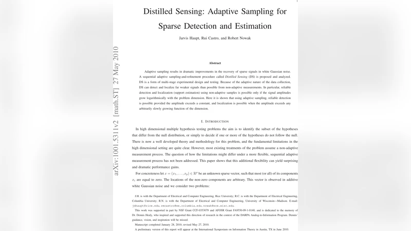 Distilled Sensing: Adaptive Sampling for Sparse Detection and Estimation