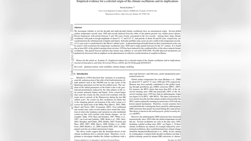 Empirical evidence for a celestial origin of the climate oscillations   and its implications