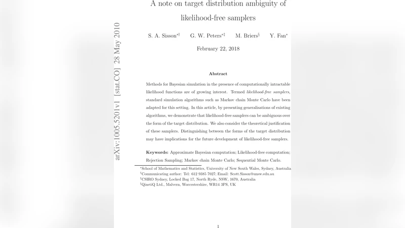 A note on target distribution ambiguity of likelihood-free samplers