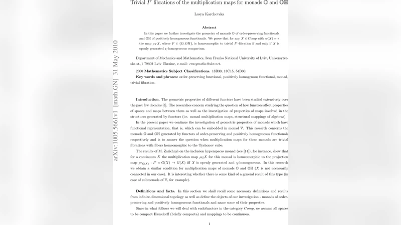Trivial fibrations of the multiplication maps for monads generated by   the functors of order-preserving and positively homogeneous functionals