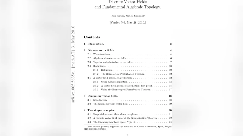 Discrete Vector Fields and Fundamental Algebraic Topology