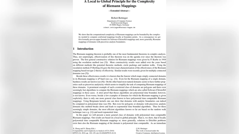 A Local to Global Principle for the Complexity of Riemann Mappings   (Extended Abstract)