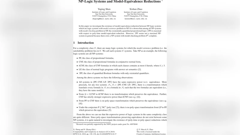 NP-Logic Systems and Model-Equivalence Reductions