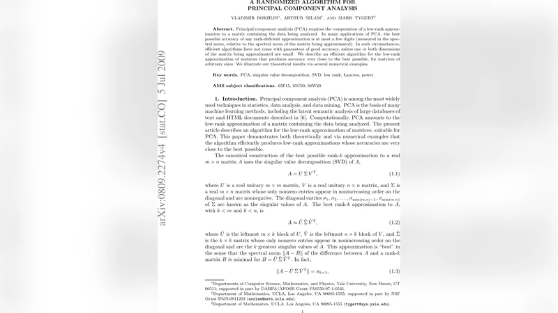 A randomized algorithm for principal component analysis