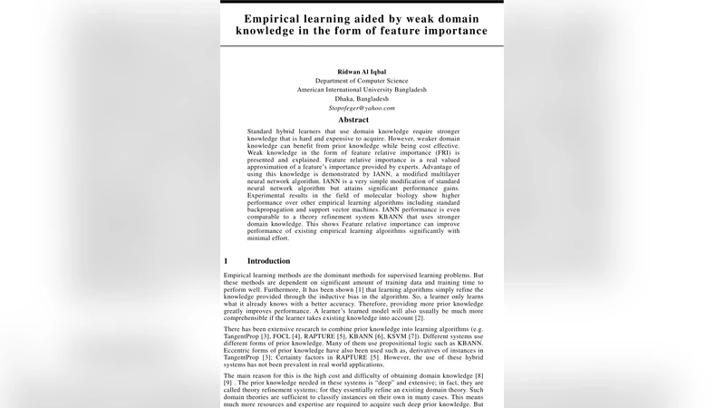 Empirical learning aided by weak domain knowledge in the form of feature   importance